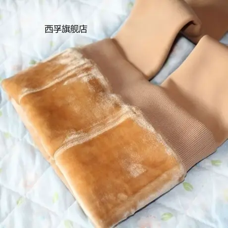 九分连袜男士保暖裤加绒加厚一体绒裤打底修身女防寒冬季商品大图