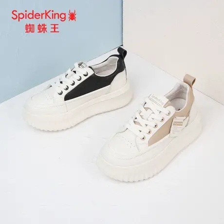 SPIDER KING/蜘蛛王女板鞋真皮2023秋商场新款休闲鞋网红爆火厚底商品大图
