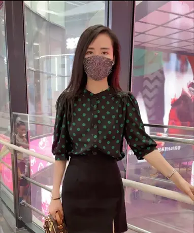 时尚波点衬衫女装2023夏季新款洋气百搭五分袖上衣气质小立领衬衣商品大图