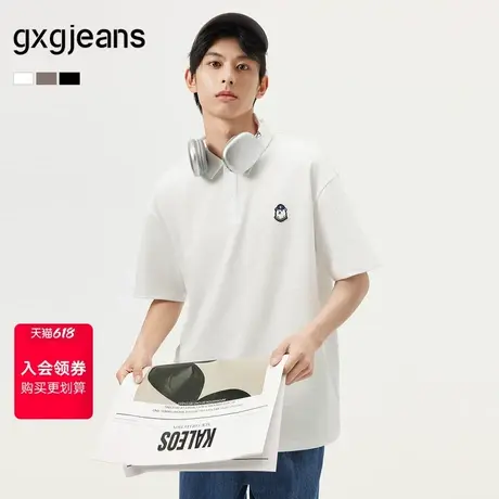 gxg.jeans男装 肌理感多色刺绣宽松短袖翻领polo衫 25夏新品图片