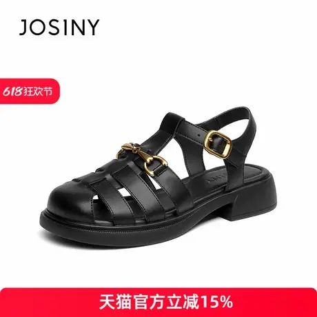 卓诗尼2024夏季新款罗马包头凉鞋女透气平底猪笼鞋时尚沙滩拖鞋女商品大图
