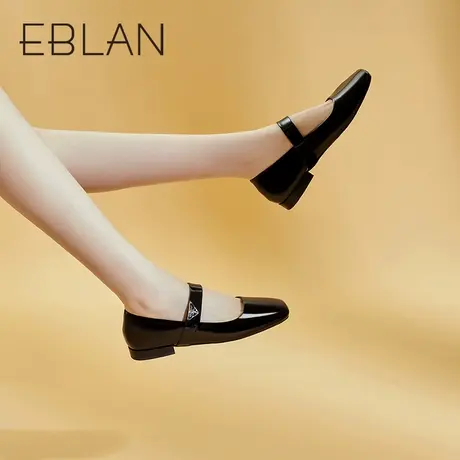 伊伴春季女鞋方头通勤玛丽珍女单鞋平底休闲英伦风四季皮鞋商品大图