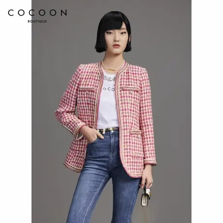 可可尼COCOON商场同款2024秋季新款女时尚百搭宽松气质长袖短外套图片