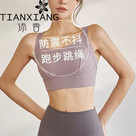 添香运动内衣女防震防下垂跑步瑜伽美背健身服高强度带大码文胸垫商品大图