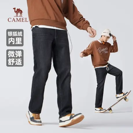 骆驼男装牛仔裤男2025新款秋冬季加绒保暖棉感弹力水洗休闲长裤子商品大图