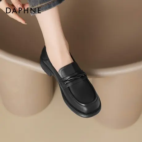 达芙妮真皮乐福鞋女2025新款秋冬软底英伦风小皮鞋女通勤平底单鞋商品大图