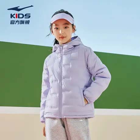 鸿星尔克童装女童羽绒服2025冬季青少年保暖羽绒外套儿童连帽上衣图片
