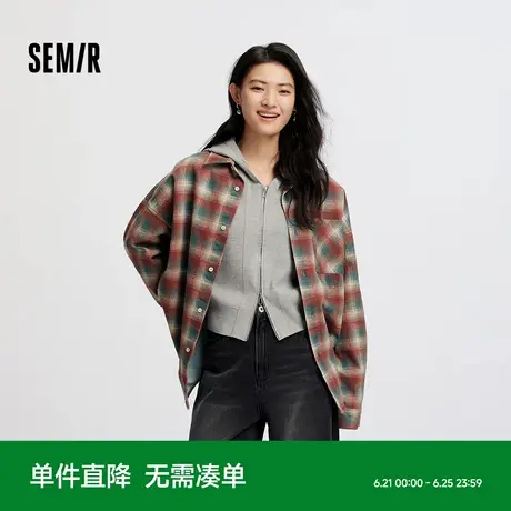 森柔牛仔|商场同款森马牛仔衬衫女中长款2025秋新款oversize衬衣图片