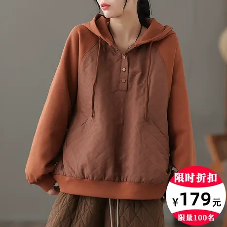 dza 套头连帽加厚棉服女士2023新款冬季外套保暖棉袄短款休闲棉衣图片