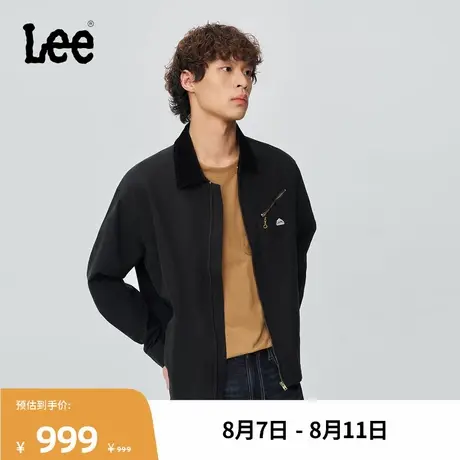 Lee商场同款25秋冬新品舒适版灯芯绒翻领设计黑色男工装夹克外套图片