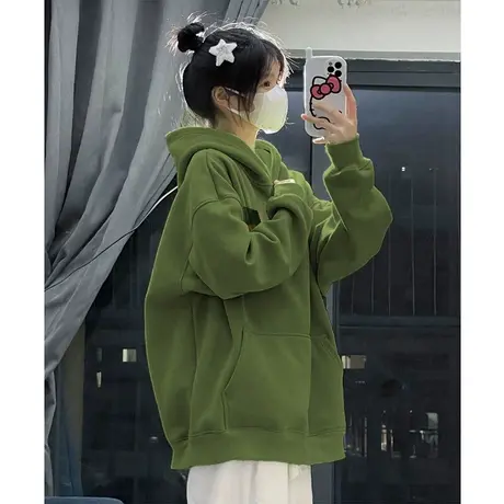 2023新款慵懒风连帽卫衣女秋装百搭韩版宽松显瘦薄款外套上衣服商品大图