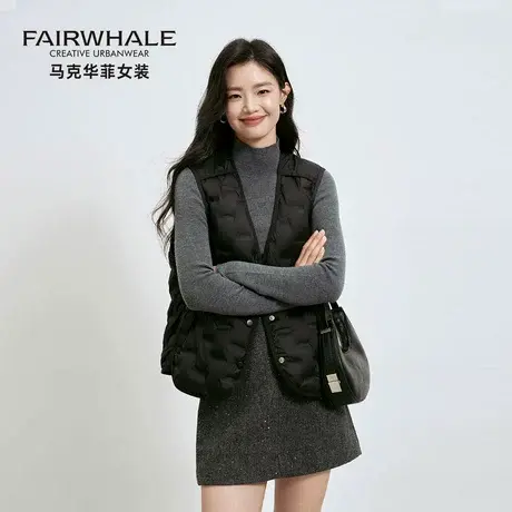 马克华菲2025秋冬季新款轻薄羽绒马甲女宽松百搭保暖时尚背心马夹图片