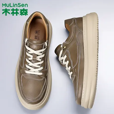 木林森男鞋2025冬季新款百搭复古户外软底运动休闲皮鞋潮流板鞋男商品大图