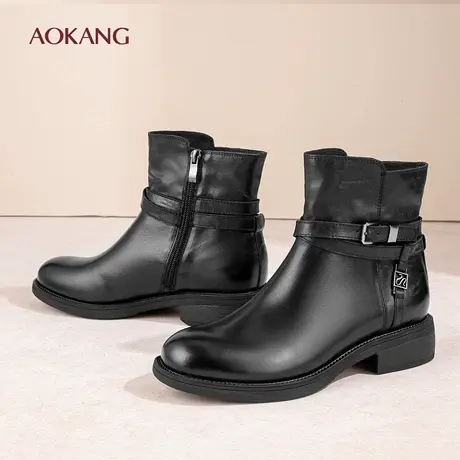 奥康 女鞋2025秋季新款时尚休闲时装靴百搭不累脚短靴N图片