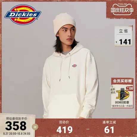 Dickies商场同款 秋冬 工装风LOGO连帽男女情侣卫衣 宽松休闲上衣商品大图