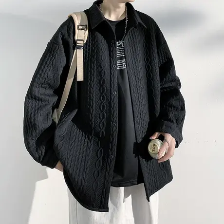 衬衫外套男士秋季2023新款高级感痞帅加绒宽松休闲夹克春秋款衣服商品大图