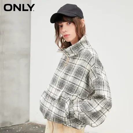 ONLY奥莱夏季气质宽松格纹设计感短款风衣外套女商品大图
