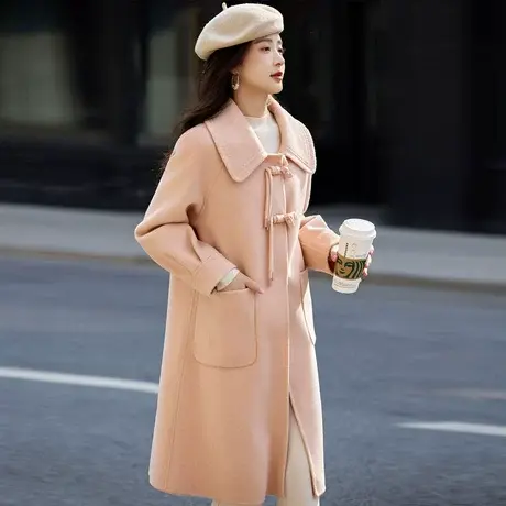 时尚气质国风盘扣加厚毛呢大衣女士2023年冬季新款商品大图