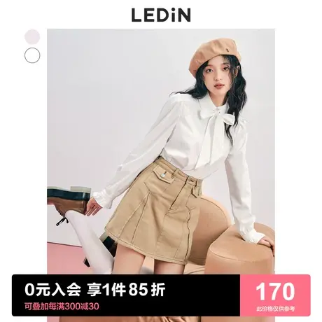乐町气质领结衬衫2023春季新款甜美白色上衣女宽松设计感小众商品大图