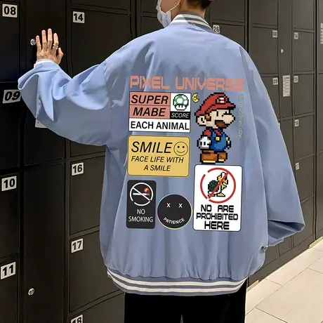 棒球服外套男春秋季ins潮牌美式百搭青少年宽松情侣高街国潮夹克商品大图