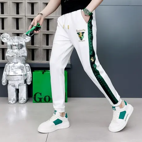战马刺绣休闲裤男秋季潮牌个性修身束脚运动裤ins高街小脚长裤子图片