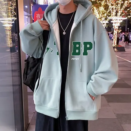 美式潮牌卫衣外套男春秋季2025新款ins宽松高街休闲连帽开衫上衣商品大图