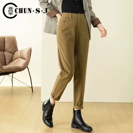 休闲哈伦裤女显瘦高腰小脚九分女裤2023秋季新款黑色老爹裤萝卜裤商品大图