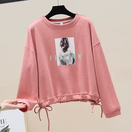 长袖上衣2023年新款春秋薄款韩版宽松洋气设计感短款卫衣女潮ins商品大图