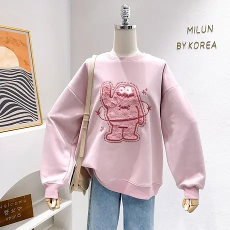 秋冬款毛绒绒卫衣~韩国东大门ins奶甜软糯摇粒绒上衣宽松微胖显瘦图片