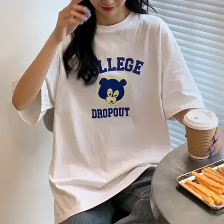 网红ins超火短袖t恤女2020韩版宽松原宿bf慵懒风半袖chic上衣服潮商品大图