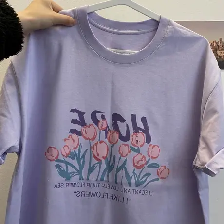 夏印花chic港味俏皮t恤短袖女设计感小众宽松半袖体恤学生上衣ins商品大图