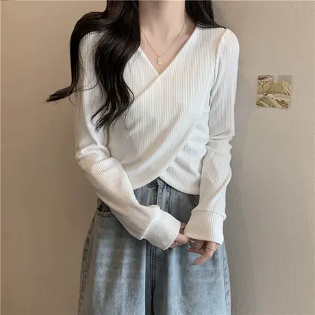 ins超火坑条打底衫女内搭秋冬修身显瘦小个子短款长袖T恤上衣服潮商品大图