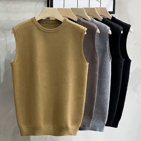 针织马甲男士秋冬季潮流毛线衫保暖背心坎肩无袖加绒加厚毛衣圆领商品大图