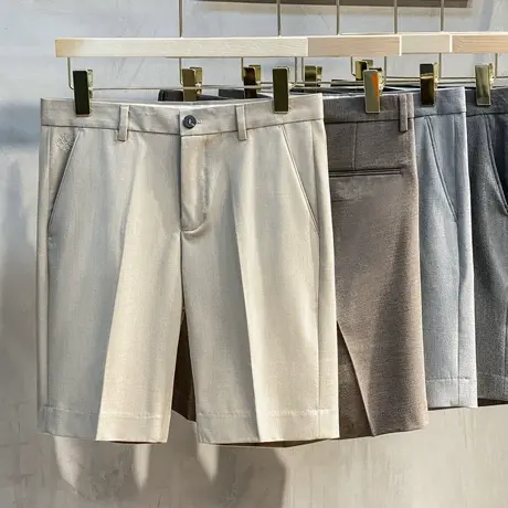 男士休闲短裤2025新款纯色五分休闲西裤男春夏季薄款直筒修身潮牌图片