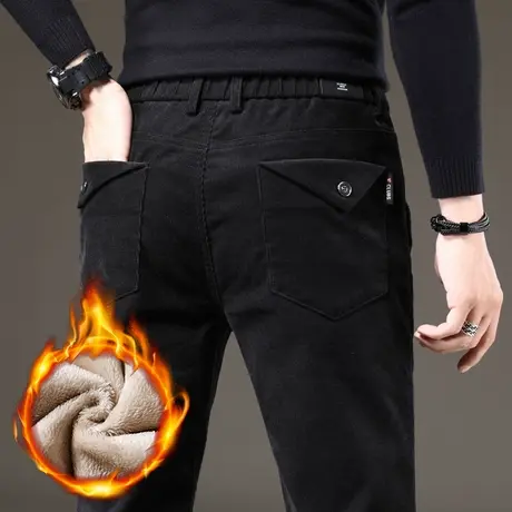 秋冬季灯芯绒裤子男裤男士休闲长裤加绒加厚条绒带绒秋裤外穿潮流图片