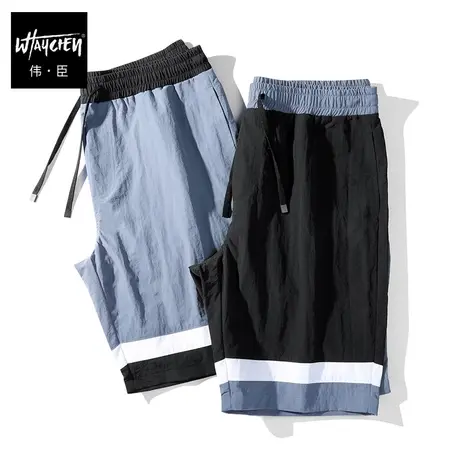 伟臣潮牌大码男装夏季拼接休闲短裤男胖子加肥加大轻薄透气五分裤商品大图