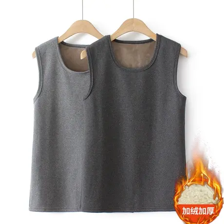 马甲男士内搭中老年人加绒加厚秋冬季坎肩爸爸装抓绒加厚保暖背心图片