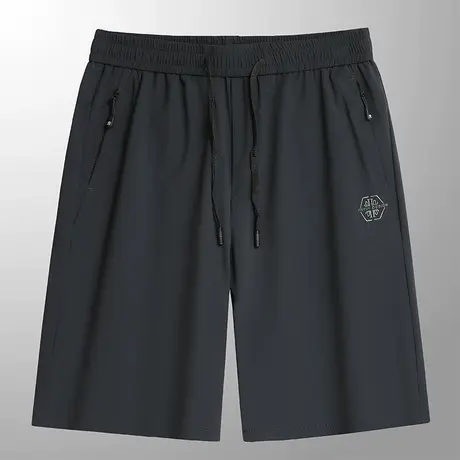 短裤男黑色夏季冰丝薄款外穿速干宽松裤子五分休闲运动裤衩男士裤图片