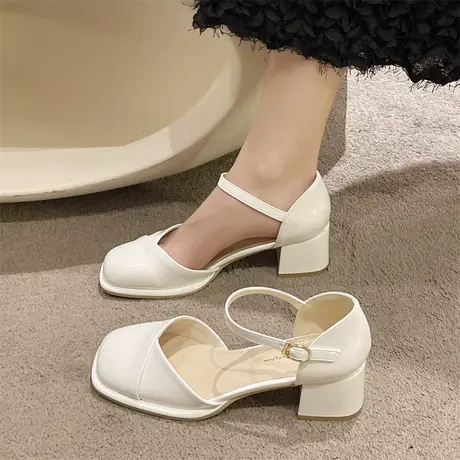 永希包头凉鞋女款2023年春夏新款法式温柔气质中空配裙子玛丽珍鞋商品大图