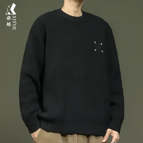 希越中性风打底毛衣男冬季2024新款宽松大码男士针织衫情侣装上衣商品大图
