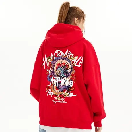 Nuthink新年过年龙年本命年龙图案卫衣男潮春季加绒情侣潮牌外套商品大图