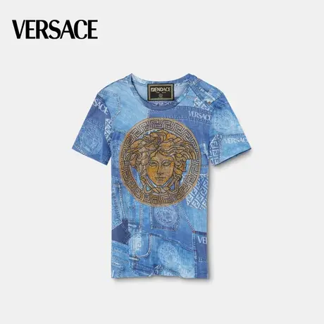 【FENDACE系列】VERSACE/范思哲女士Fendace Denim Patchwork T恤图片