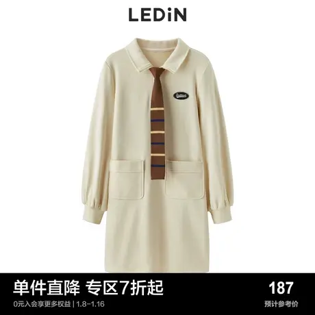 乐町领带连衣裙复古潮流休闲口袋卫衣裙C3FAC3302商品大图