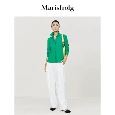 【商场同款】玛丝菲尔2024春季新款白色通勤百搭垂感直筒休闲裤女商品大图