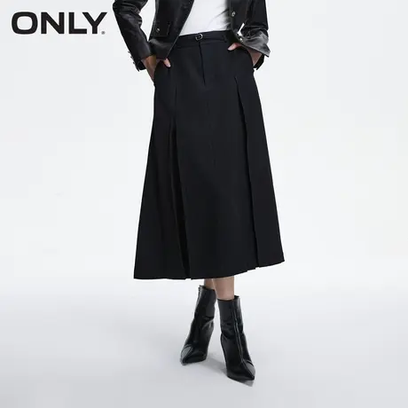 ONLY奥莱春季新款时尚简约高腰A字百褶中长款半身裙女图片
