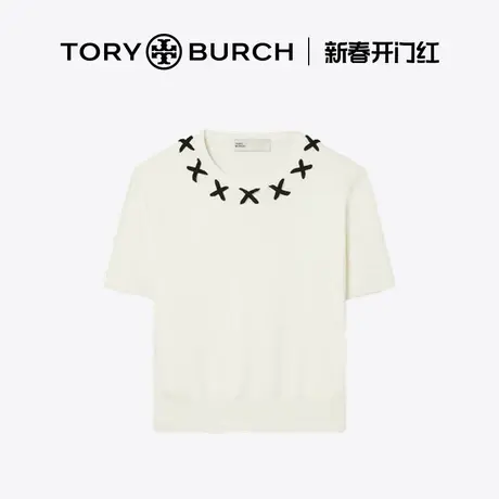 【12期免息 新品】TORY BURCH 汤丽柏琦 运动圆领短袖毛衣 157108图片
