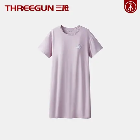 三枪精梳棉女士睡裙自带胸垫女式居家服薄款睡衣宽松精梳棉春夏季图片