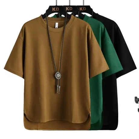 纯色冰丝半袖t恤男士夏季美式潮流小众衣服男装短袖丅恤上衣潮牌商品大图