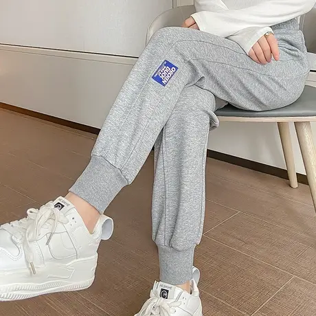 运动裤女2022春秋新款宽松显瘦小个子休闲哈伦裤束脚显腿灰色卫裤图片