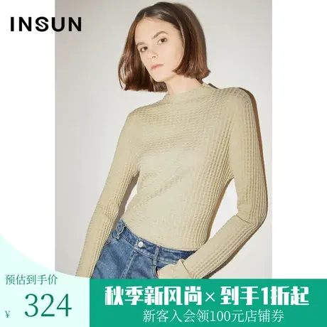 恩裳COVER初春秋流行华夫饼格纹时尚半高领弹力百搭针织衫商品大图